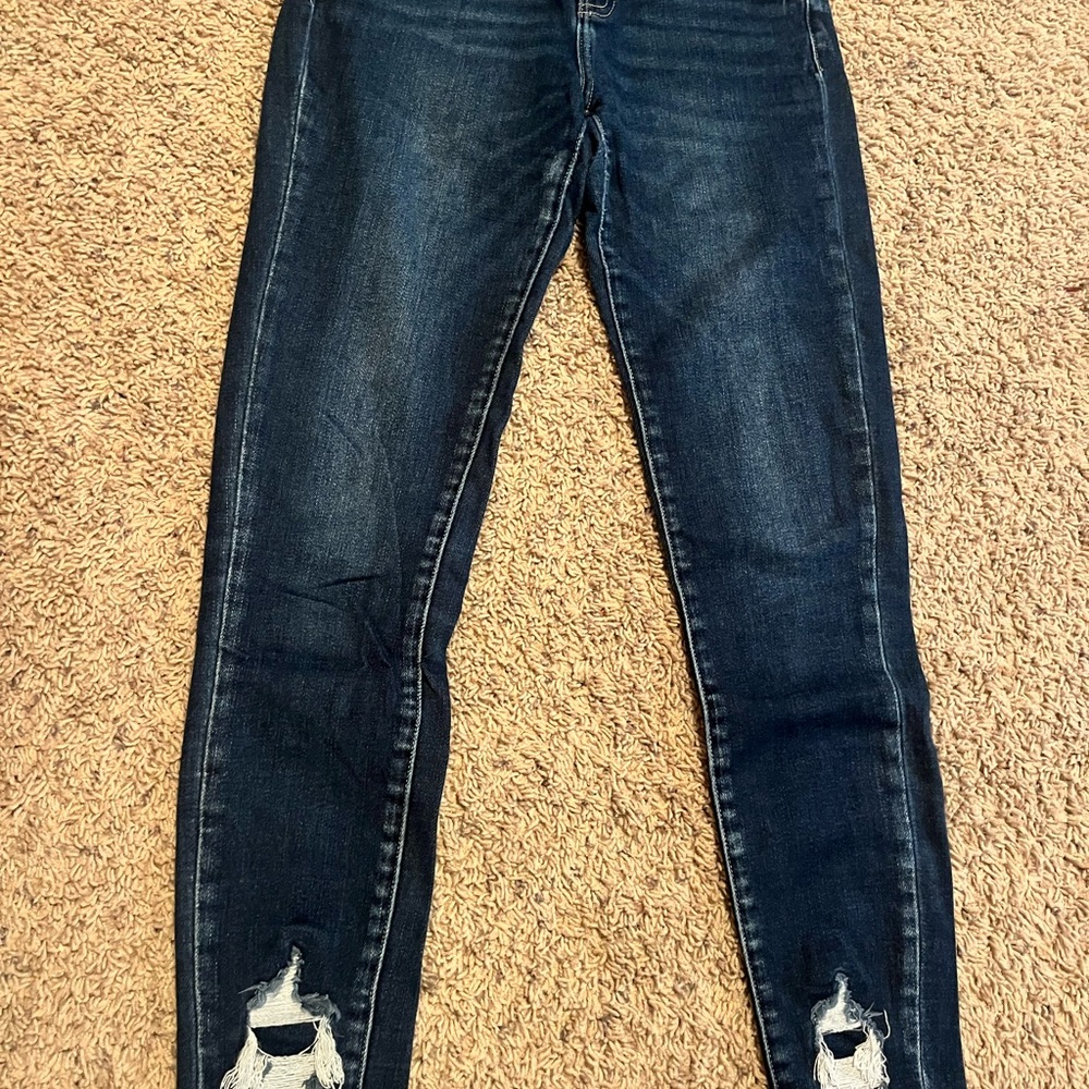 Signature Blue Skinny Jeans with Distressed Hem